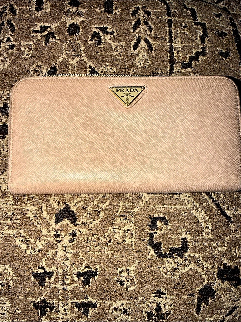 Prada Saffiano Leather Zip-Around Wallet in Pink